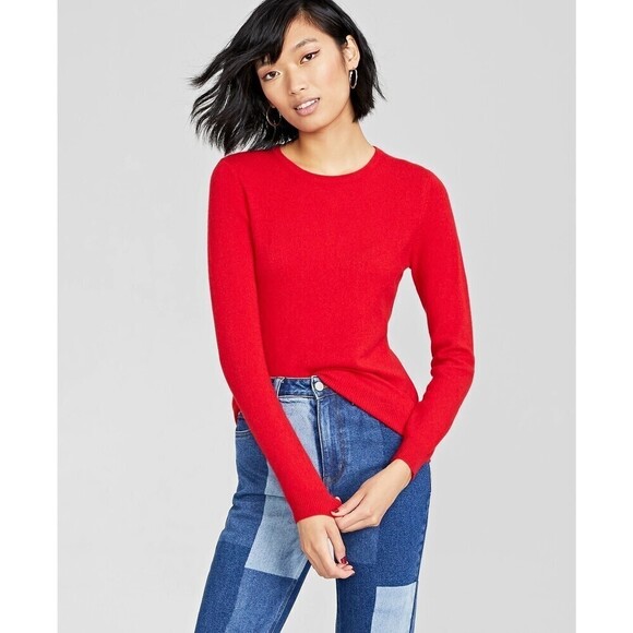 Charter Club Crew-Neck Cashmere Sweater Calypso Red XS - Picture 1 of 2